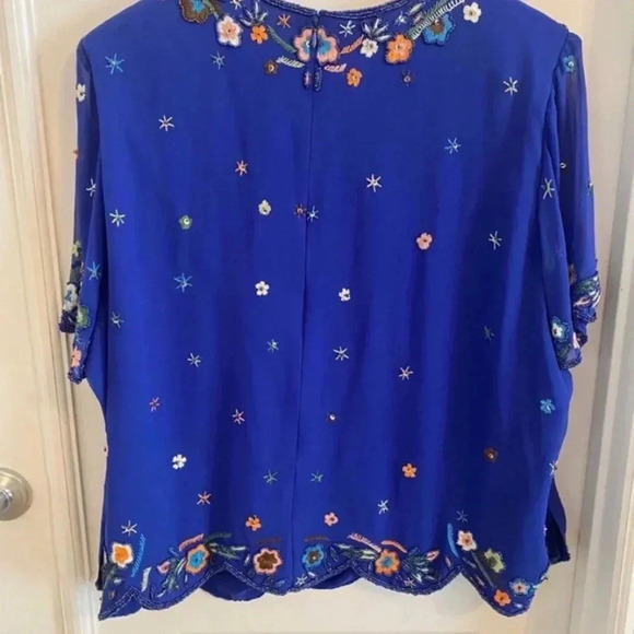 Odeon Women’s Vintage Embroidered Beaded Top - Picture 6 of 7